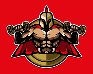 Spartan sport. Warrior mascot. Weightlifting
