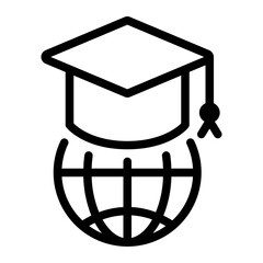 graduation hat line icon