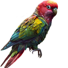 Obraz premium Fullbody Transparent image, of a Parakeet with vivid colors, and striking Features Ai generative 