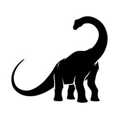 Naklejka premium Sauropod dinosaur vector silhouette