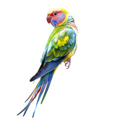 Fototapeta premium Fullbody Transparent image, of a Parakeet with vivid colors, and striking Features Ai generative 