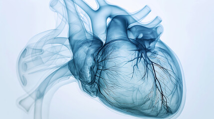 Transparent Anatomical Human Heart Illustration with Veins and Arteries