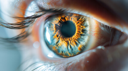 Striking Close-up of a Human Eye with Vivid Iris Details and Lashes