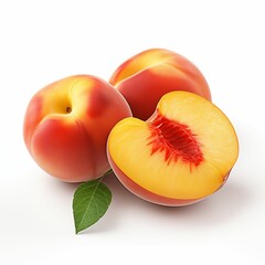 Peaches Isolated on White Background. Generative AI