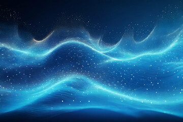 abstract blue particle wave, points array Technology digital splash
