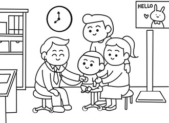 kid go to see a doctor with parent.
