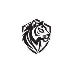 Tiger logo template symbol with protection shield