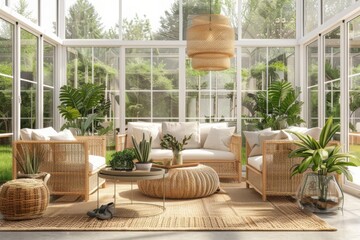 A conservatory mockup with glass walls