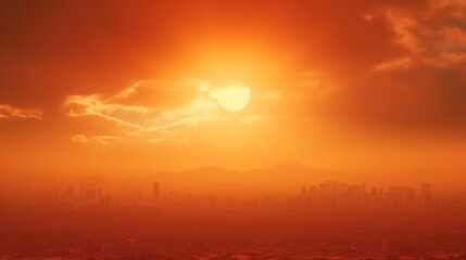 Heatwave hot sun. ,The sun or hot sun,
Orange and red hues fill the sky as the sun dips below the...