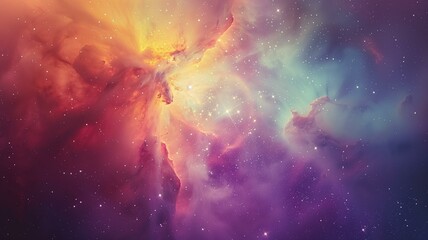 Amidst the vast expanse of the cosmos, a brilliant and vibrant nebula unfolds its splendor.  
