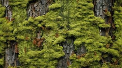 Moss-covered Tree Trunk in Lush Forest