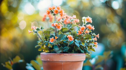 Potted plant orange flowers table