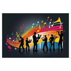 icon design image of people playing musical instruments
