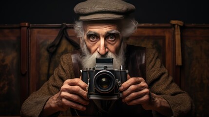 Professional photographer with traditional camera