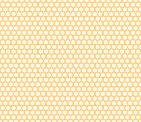Honeycomb hexagon cells background. Orange color on matching background. Bold rounded hexagons mosaic pattern. Hexagon shapes. Seamless pattern. Tileable vector illustration.