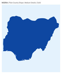 Nigeria plain country map. Medium Details. Solid style. Shape of Nigeria. Vector illustration.