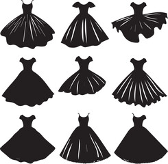 Set of silhouette Dress vector collection. Children dress silhouette vector illustration