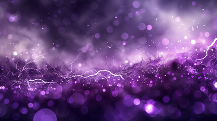 An electric violet and gunmetal abstract vista, where bokeh lights look like distant lightning in a stormy sky. The scene is charged with energy and excitement.