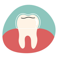 Teeth single 19 cute on a white background, vector illustration.