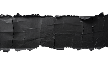 Black paper ripped messages torn isolated on transparent background