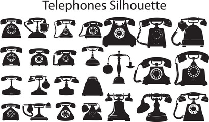Set of Silhouette Telephone Silhouette vector illustration