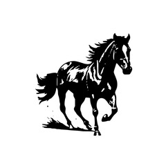 Running horse vector illustration black and white | Silhouette of a horse