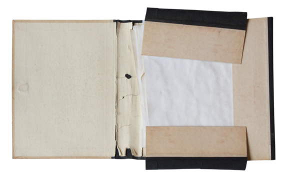 old folder with stack of papers, png.