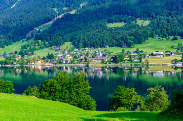 grundlsee,  austria, 20 july 2006, view to the lake in summer