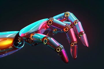 : A 3D logo for a robotics company, featuring a robot hand with metallic colors that evoke a sense of innovation and technology.
