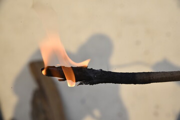 burning match on a fire - 790544299