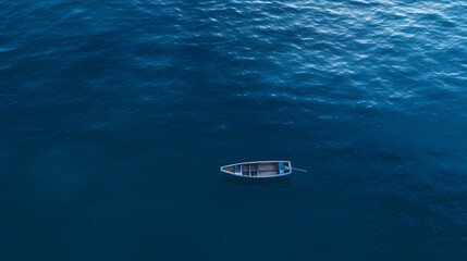 Fototapeta premium A small boat in the middle of the sea