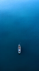 A small boat in the middle of the sea