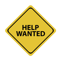 help wanted sign on white background