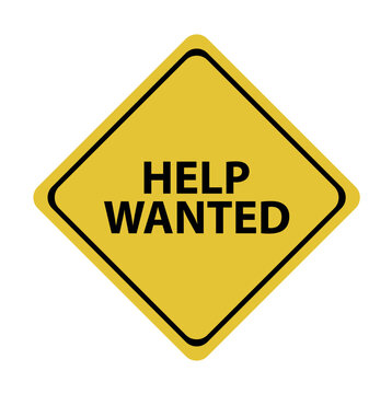 help wanted sign on white background