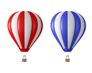 Vector 3d Realistic Hot Air Balloon Icon Set, Isolated. Design Template for Branding. Blank Aerostat for Summer Vacation, Travelling, Tourism, Journey Concept