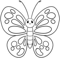 doodle butterfly cartoon line drawing for coloring page