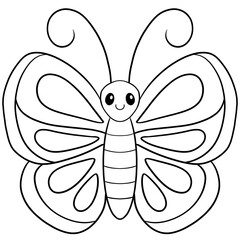 doodle butterfly cartoon line drawing for coloring page