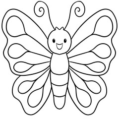 doodle butterfly cartoon line drawing for coloring page