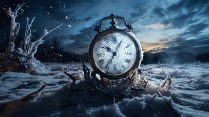 time travel Technology Background with Clock concept and Time Machine, Can rotate clock hands. Jump into the time portal in hours. Traveling in space and time. frozen time - obrazy, fototapety, plakaty