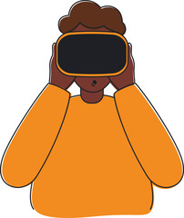 Man in VR glasses. Flat illustration of a man in VR glasses, modern gadget. - 790547256