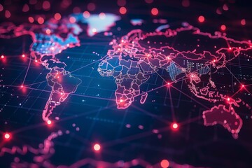 Digital map of world network created with generative ai