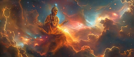 A god of Hinduism creating the universe from the galactic centre