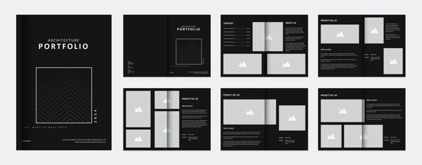 Architecture portfolio presentation, architecture portfolio layout design template for print, a4 size booklet template for architecture and interior design.	