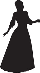 Woman in ball gown silhouette. Detailed silhouette of a woman in ball gown illustration.