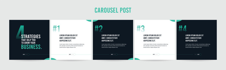 Editable Instagram Carousel Post Layout Set, Social Media Marketing microblog template design, tips & tricks linkedin post template, eps 10.	