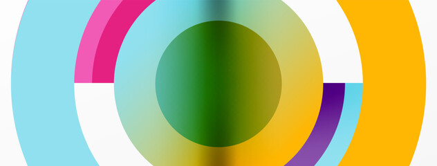 A vibrant circle featuring a symmetrical pattern of tints and shades in electric blue, magenta, and green. Reminiscent of an automotive wheel system, this graphic design evokes a refreshing drink