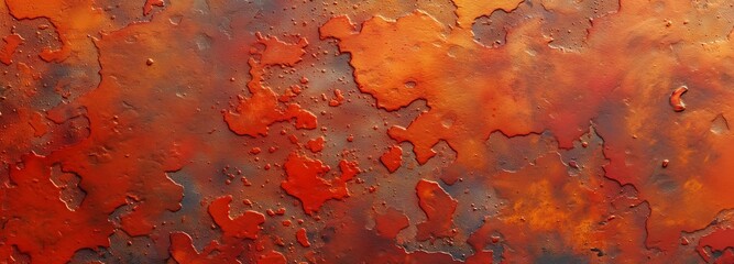 aged orange-red metal surface rusted. An old, oxidised patina with a copper hue