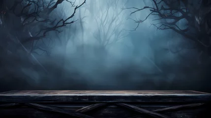 Foto op Plexiglas Dark fantasy, foggy background of wooden floor © Derby