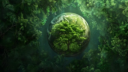 Earth's Inner Workings - A Green Forest Blooming from the Planet's Core