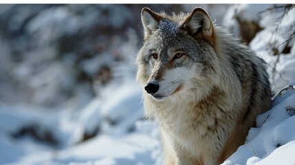 Fototapeta premium Majestic Gray Wolf in Snow